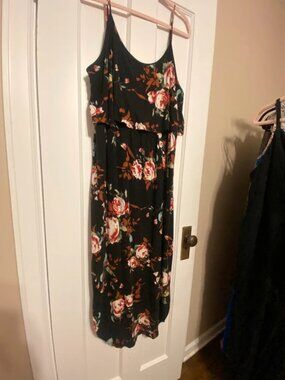 Womens plus size 2XL black floral summer dress lilbetter